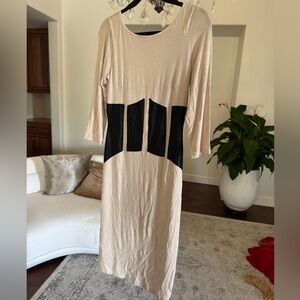 Elegant Beige and Black Women's Dress